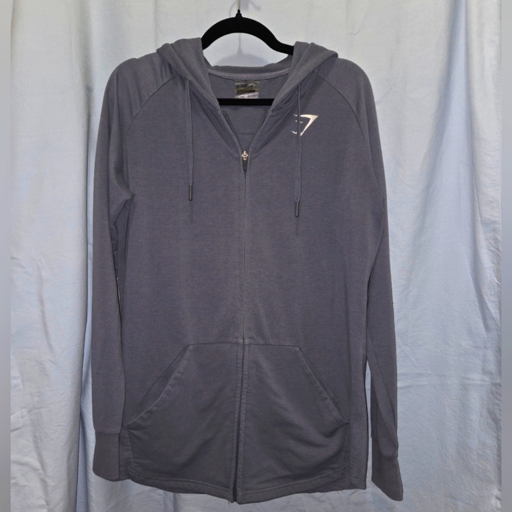 Gymshark Zip-Up Hoodie in Blue/Gray - Size L
